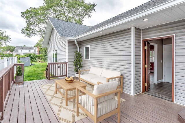 165 Wheeler Ave, Valley Stream, NY 11580 - wooden terrace featuring outdoor lounge area and a yard