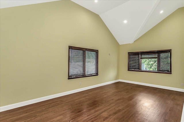 165 Wheeler Ave, Valley Stream, NY 11580 - spare room featuring recessed lighting, dark wood finished floors, and high vaulted ceiling