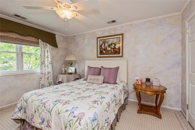 166 Country Club Dr Unit 166, Commack, NY 11725 - carpeted bedroom with ornamental molding and a ceiling fan