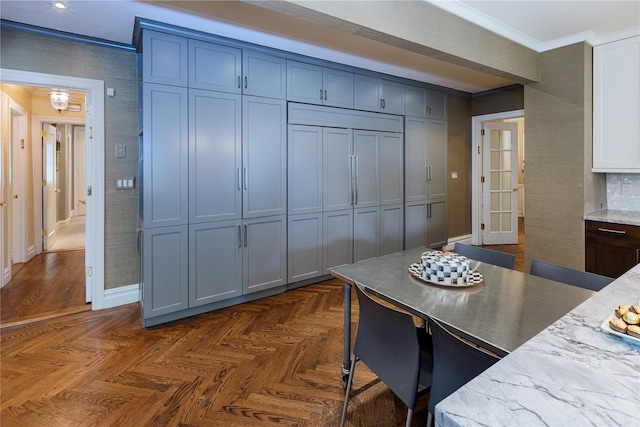 3001 Henry Hudson Pkwy Unit 1Fg, Bronx, NY 10463 - kitchen featuring ornamental molding and light stone counters
