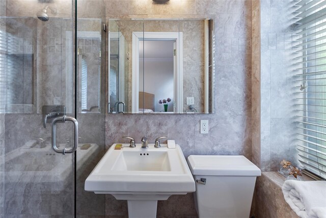 3001 Henry Hudson Pkwy Unit 1Fg, Bronx, NY 10463 - bathroom featuring tile walls and a stall shower