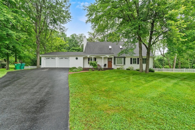 9 Schnabl Ct, Wappingers Falls, NY 12590 - view of front of property featuring driveway, a garage, roof with shingles, covered porch, and a chimney