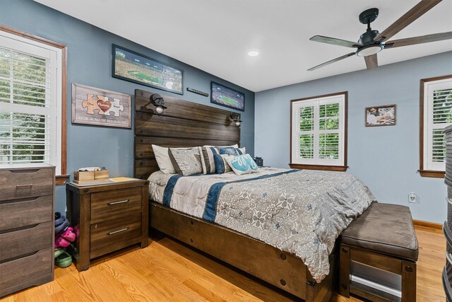 9 Schnabl Ct, Wappingers Falls, NY 12590 - bedroom with light wood-style flooring, recessed lighting, and ceiling fan