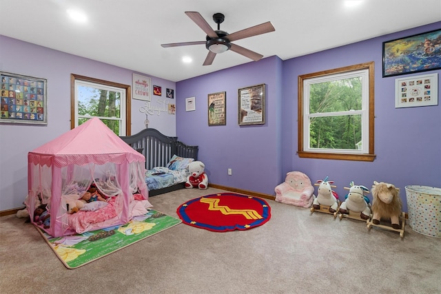 9 Schnabl Ct, Wappingers Falls, NY 12590 - bedroom with carpet, multiple windows, recessed lighting, and ceiling fan