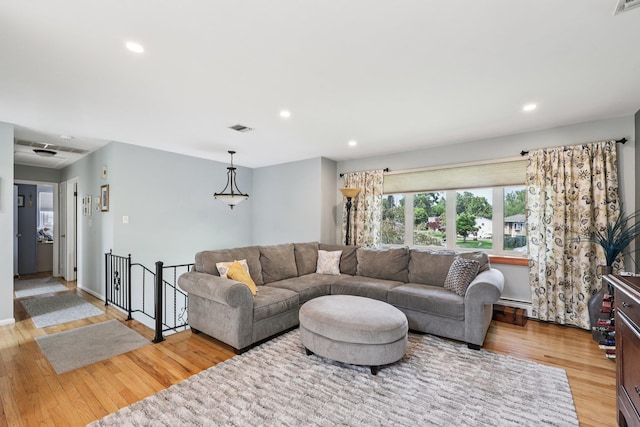 41 Whitman St, Congers, NY 10920 - living area with light wood-type flooring, recessed lighting, and baseboard heating