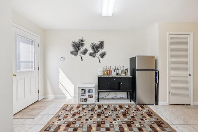 41 Whitman St, Congers, NY 10920 - kitchen featuring freestanding refrigerator and light tile patterned flooring