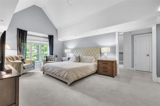 299 Barger St, Putnam Valley, NY 10579 - bedroom featuring light carpet and high vaulted ceiling