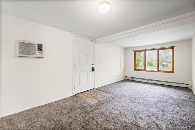 1291 Minerva Ave, West Islip, NY 11795 - empty room featuring a baseboard radiator, carpet floors, and a wall unit AC