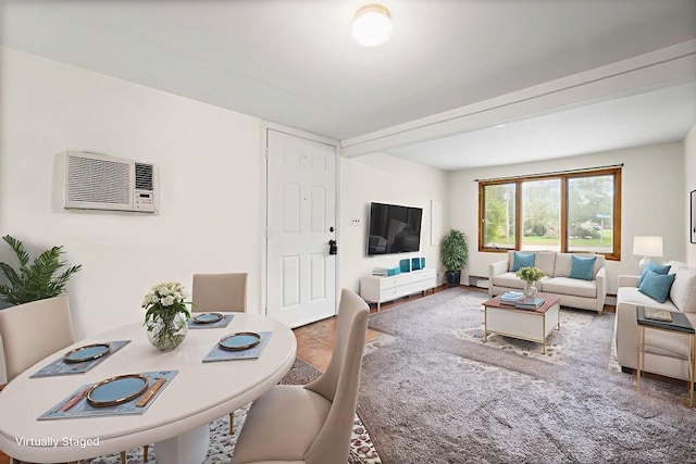 1291 Minerva Ave, West Islip, NY 11795 - living room featuring a wall mounted air conditioner