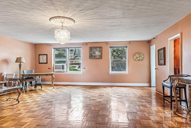 162-01 Powells Cove Blvd Unit 1J, Beechhurst, NY 11357 - office with a textured ceiling and a chandelier
