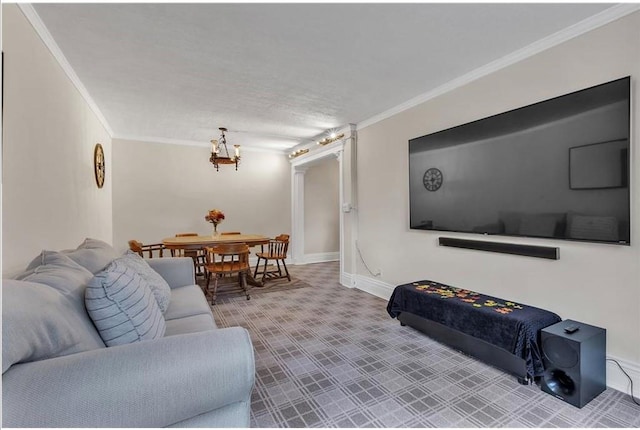 51 White Oak St Unit 2A, New Rochelle, NY 10801 - living room featuring crown molding and a chandelier