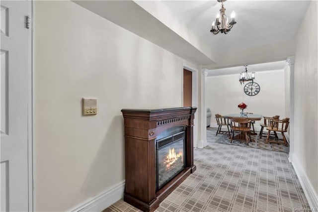 51 White Oak St Unit 2A, New Rochelle, NY 10801 - living room with a chandelier and a glass covered fireplace
