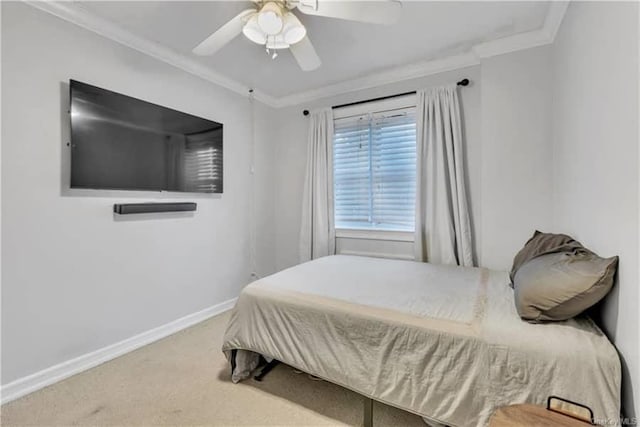 51 White Oak St Unit 2A, New Rochelle, NY 10801 - bedroom featuring carpet flooring, ornamental molding, and a ceiling fan