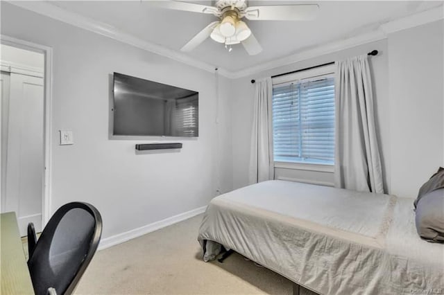 51 White Oak St Unit 2A, New Rochelle, NY 10801 - carpeted bedroom featuring crown molding and a ceiling fan