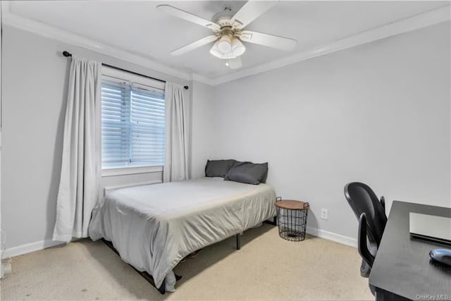 51 White Oak St Unit 2A, New Rochelle, NY 10801 - bedroom with crown molding, a ceiling fan, and an office area