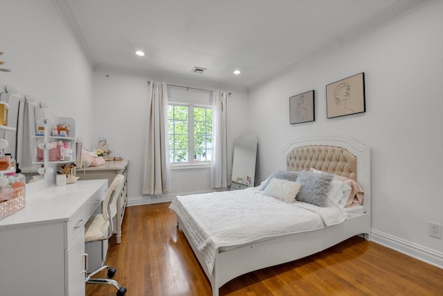 760 Hillcrest Pl, North Woodmere, NY 11581 - bedroom featuring ornamental molding, wood-type flooring, and recessed lighting