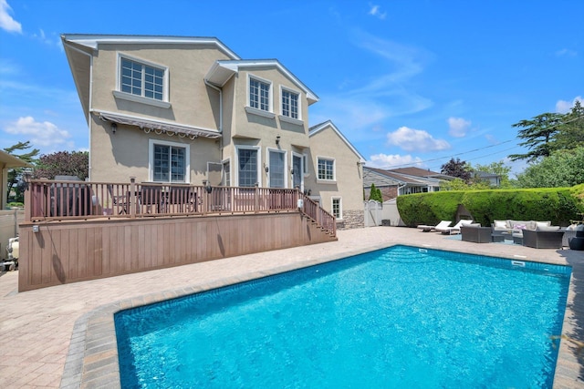 760 Hillcrest Pl, North Woodmere, NY 11581 - back of house with stucco siding, a patio, a deck, and an outdoor living space