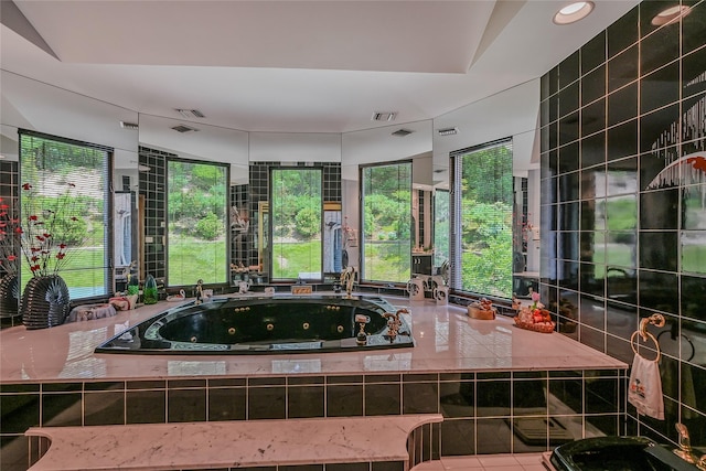 1537 Laurel Hollow Rd, Laurel Hollow, NY 11791 - full bath with healthy amount of natural light and a tub with jets