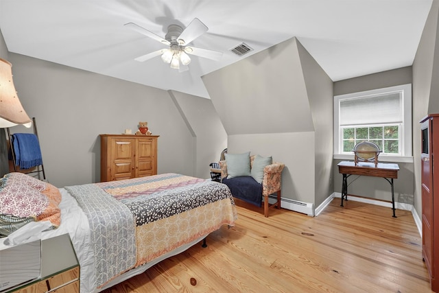 114 Bulsontown Rd, Stony Point, NY 10980 - bedroom featuring a baseboard radiator, wood finished floors, and a ceiling fan