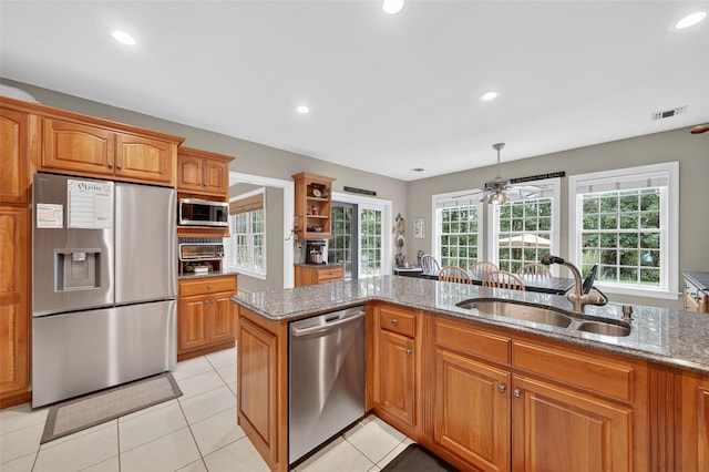 114 Bulsontown Rd, Stony Point, NY 10980 - kitchen with appliances with stainless steel finishes, stone countertops, healthy amount of natural light, and recessed lighting