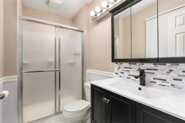 25 Segatogue Ln, South Setauket, NY 11720 - bathroom featuring tasteful backsplash, vanity, and a stall shower