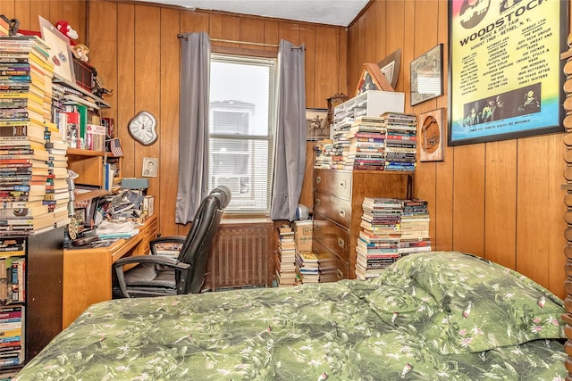 2541 83rd St, East Elmhurst, NY 11370 - bedroom with wood walls and a desk