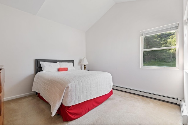 29 Underhill Rd N, Poughquag, NY 12570 - bedroom with baseboard heating, vaulted ceiling, and carpet floors