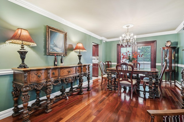 57 Sarah Dr, Lake Grove, NY 11755 - dining area with a chandelier, hardwood / wood-style floors, and crown molding