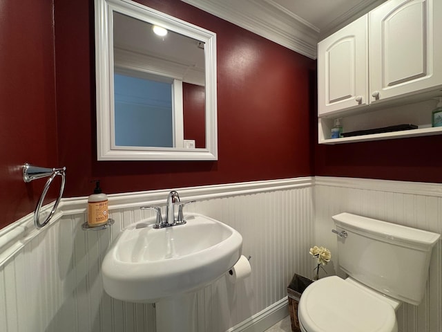 57 Sarah Dr, Lake Grove, NY 11755 - half bathroom with wainscoting and crown molding