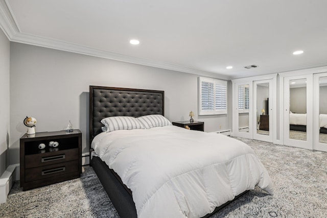 57 Sarah Dr, Lake Grove, NY 11755 - bedroom with carpet flooring, crown molding, and recessed lighting