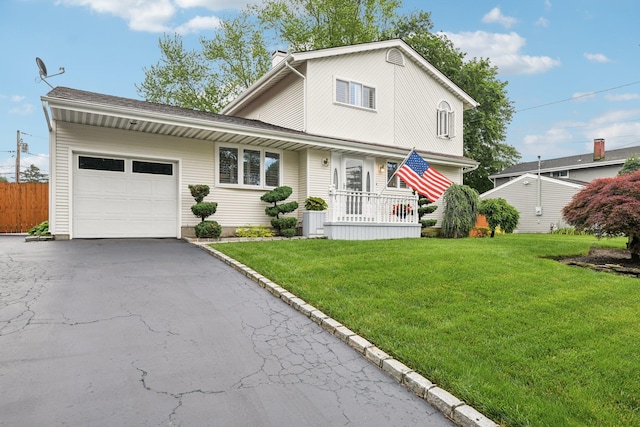 57 Sarah Dr, Lake Grove, NY 11755 - traditional-style house with a garage and asphalt driveway