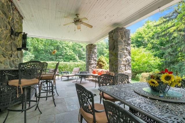23 Gracemere, Tarrytown, NY 10591 - view of patio / terrace featuring outdoor dining space and a ceiling fan