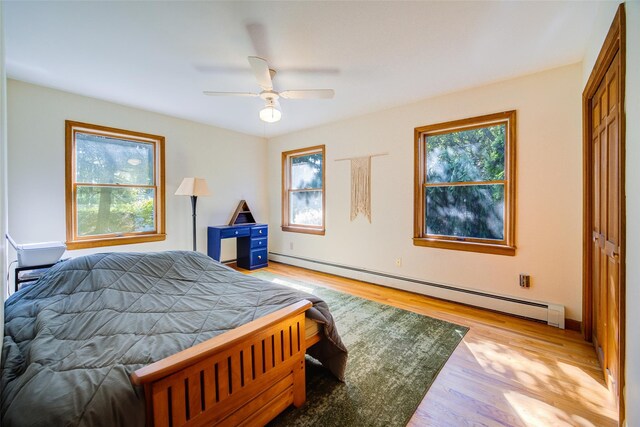 322 Union School Rd, Middletown, NY 10941 - bedroom featuring baseboard heating, multiple windows, and light wood-style floors