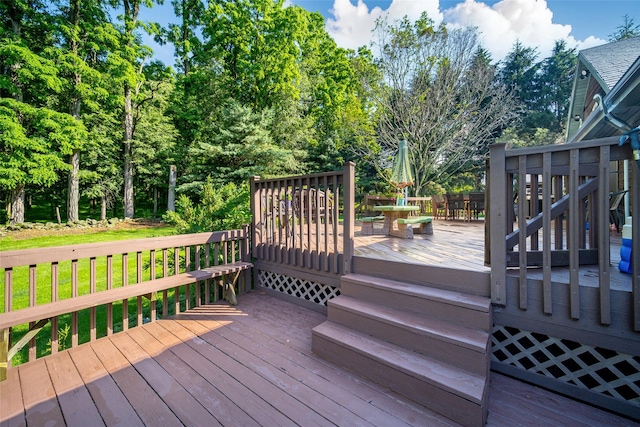 322 Union School Rd, Middletown, NY 10941 - deck with outdoor dining space and view of scattered trees