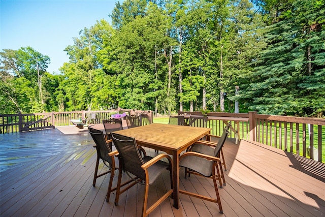 322 Union School Rd, Middletown, NY 10941 - wooden deck featuring outdoor dining area and view of scattered trees