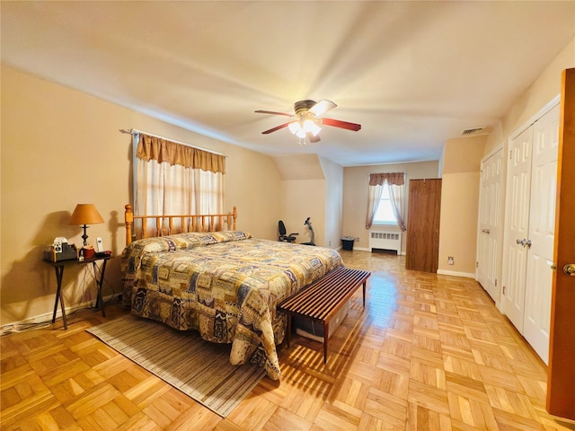 945 Swinton Ave, Bronx, NY 10465 - bedroom with radiator and a ceiling fan