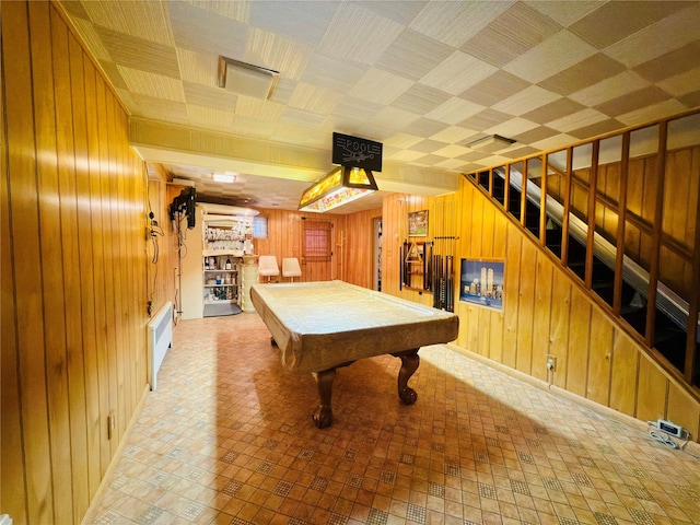 945 Swinton Ave, Bronx, NY 10465 - recreation room with wooden walls, pool table, and tile patterned floors