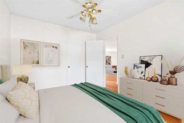 22401 Hillside Ave Unit 2, Queens Village, NY 11427 - bedroom featuring light wood-style floors and ceiling fan