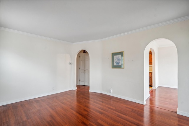 662 Benris Ave, Franklin Square, NY 11010 - unfurnished room with arched walkways, wood finished floors, and ornamental molding