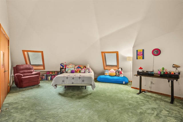 295 N Salem Rd, Waccabuc, NY 10597 - carpeted bedroom with baseboards and high vaulted ceiling