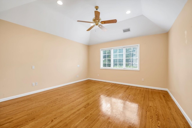 51 Highfield Ave, Port Washington, NY 11050 - empty room featuring lofted ceiling, a ceiling fan, light wood-style floors, and recessed lighting
