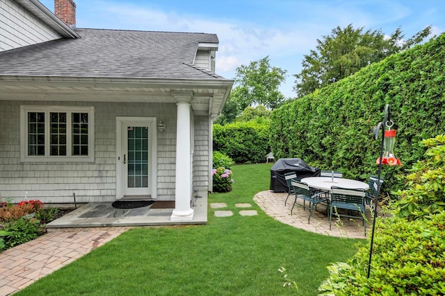 51 Highfield Ave, Port Washington, NY 11050 - view of green lawn with a patio area