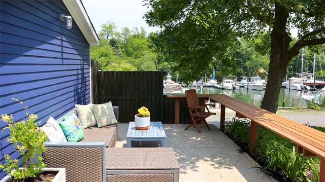 412 Atlantic Ave, Greenport, NY 11944 - view of patio / terrace with a water view and outdoor lounge area