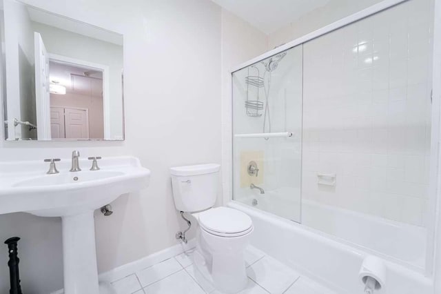 13 Bayberry Ln, Rye Brook, NY 10573 - bathroom with tile patterned flooring and bath / shower combo with glass door