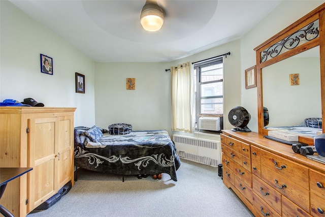 83-85 Woodhaven Blvd Unit 6F, Woodhaven, NY 11421 - carpeted bedroom with radiator, cooling unit, and a ceiling fan