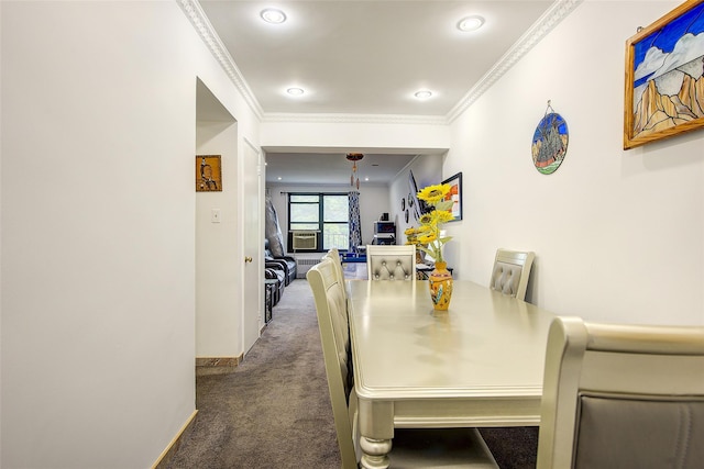 83-85 Woodhaven Blvd Unit 6F, Woodhaven, NY 11421 - carpeted dining room with ornamental molding and cooling unit
