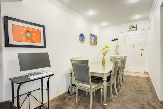 83-85 Woodhaven Blvd Unit 6F, Woodhaven, NY 11421 - dining room with carpet, crown molding, and recessed lighting