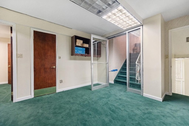214-04 18th Ave, Bayside, NY 11360 - basement with carpet floors and stairs
