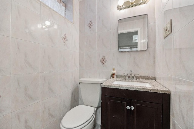214-04 18th Ave, Bayside, NY 11360 - half bathroom with tile walls and vanity
