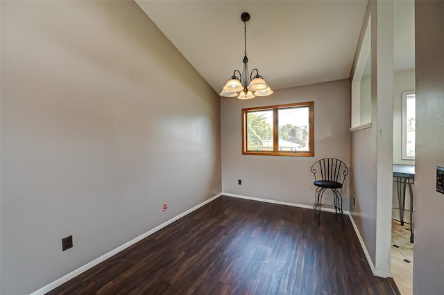 21 Clifford Blvd, Hauppauge, NY 11788 - unfurnished dining area featuring wood finished floors, a chandelier, and lofted ceiling